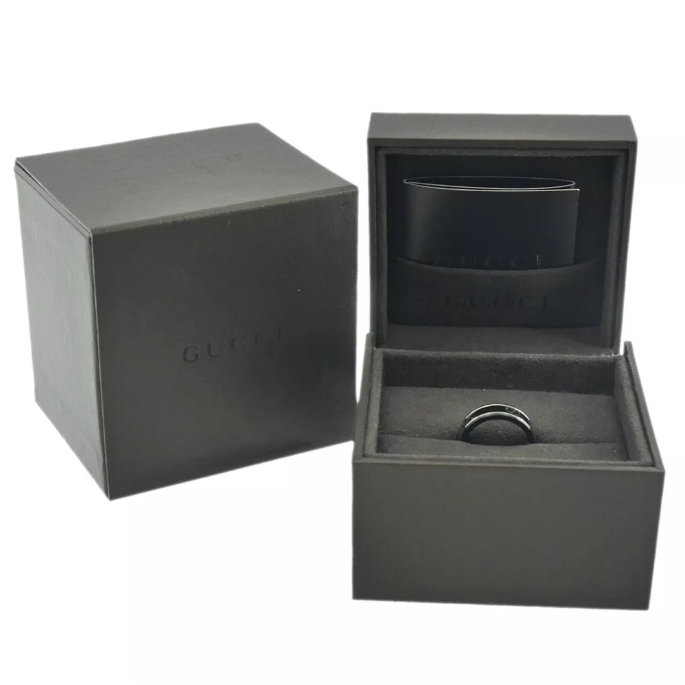 Auth GUCCI Ring • Icon Thin Corundum Ring 18K White Gold by Gucci Authentic
